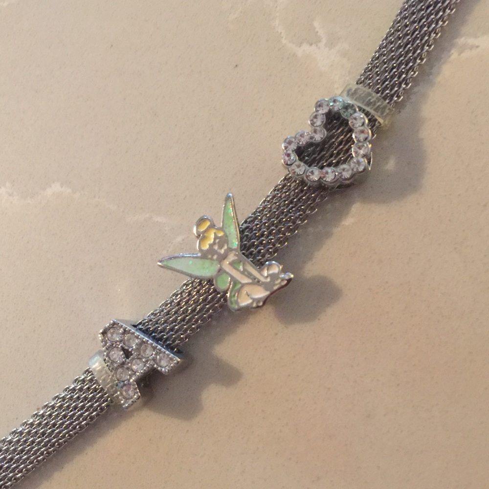 Disneyland Disney silvertone mesh charm bracelet